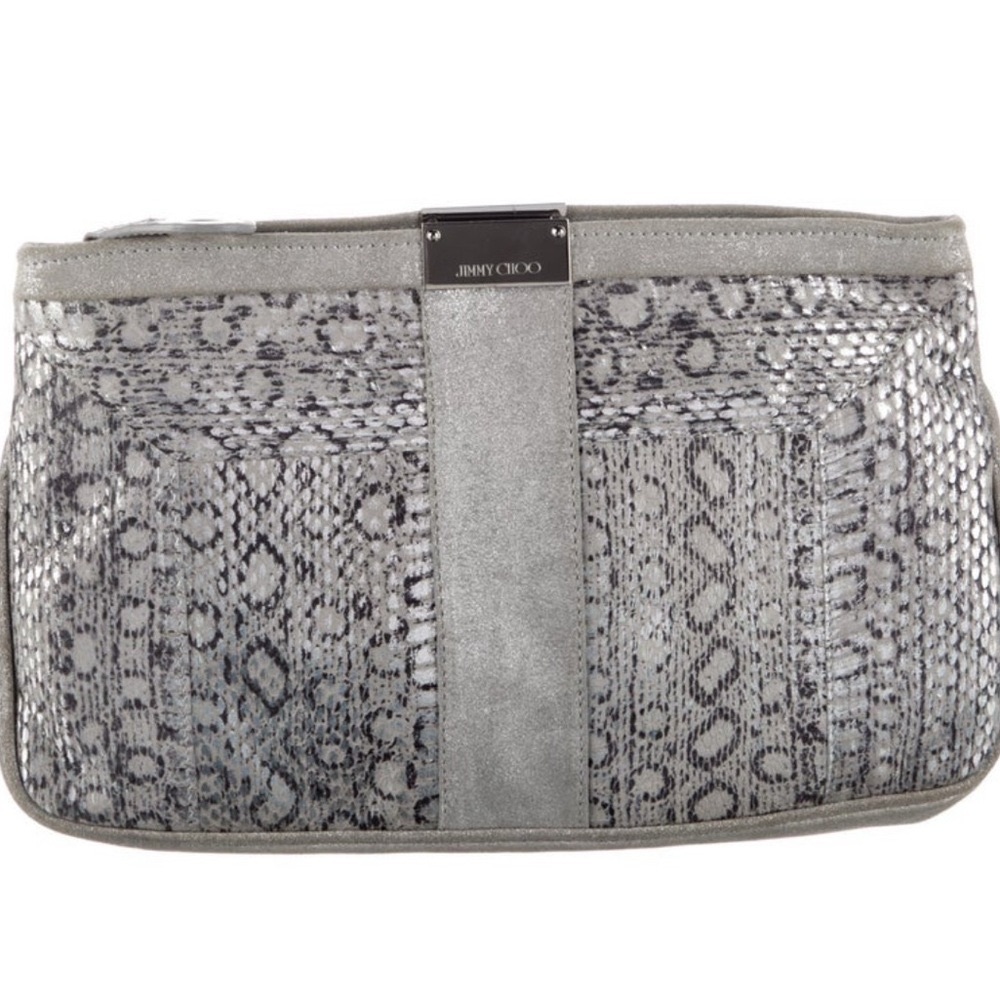Jimmy Choo Gray Snakeskin Clutch